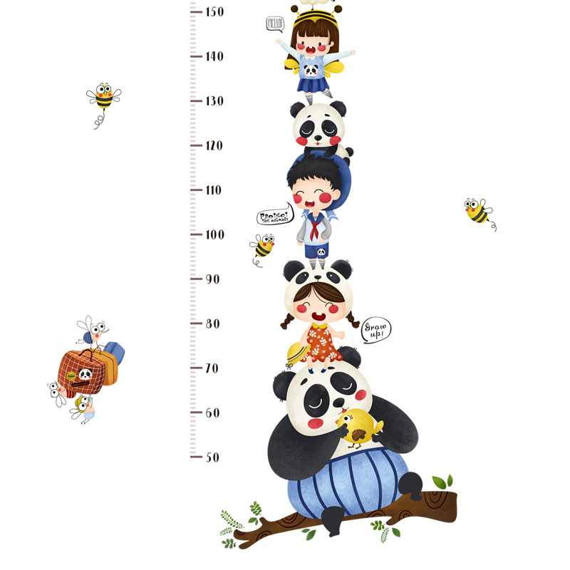 身高卡通卧室墙纸自粘可移儿童高墙宝宝测量软装墙贴
