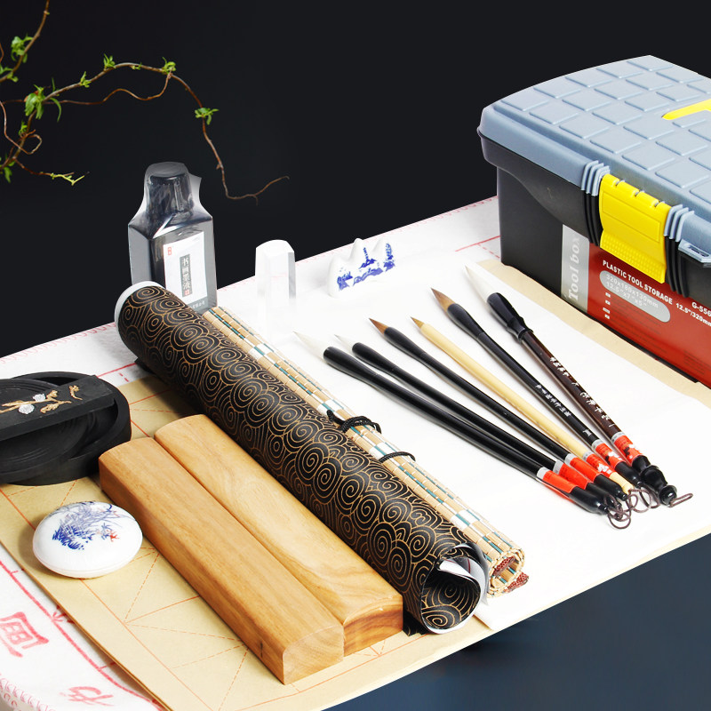 湖羊牌毛笔套装初学者高档专业全套书法国画工具笔墨纸砚成人中小学生