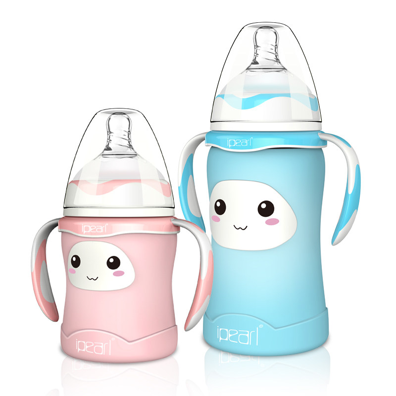 爱贝尔玻璃奶瓶新生婴儿大宝宝宝防爆防摔宽口奶瓶