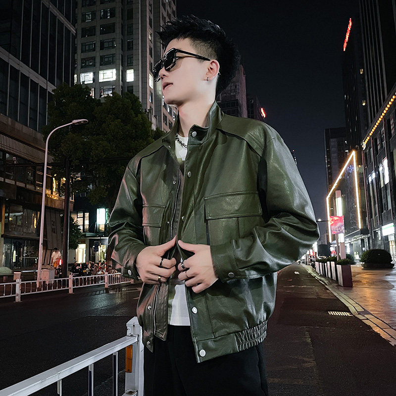 痞帅潮牌皮衣外套男士春秋秋季潮流帅气高级夹克