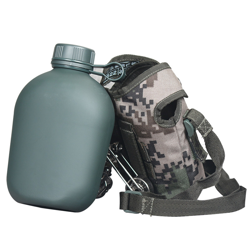 行军07军迷扁平军用水壶扁大容量便携户外铝军壶学生军训背带旅行