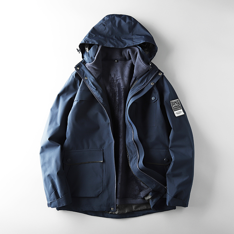 外贸原尾单剪标冬季冲锋衣男三合一风衣夹克男装男士加绒工装外套