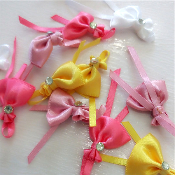 手工缎带贴钻单边蝴蝶结diy头饰服饰配件1份30个珠子