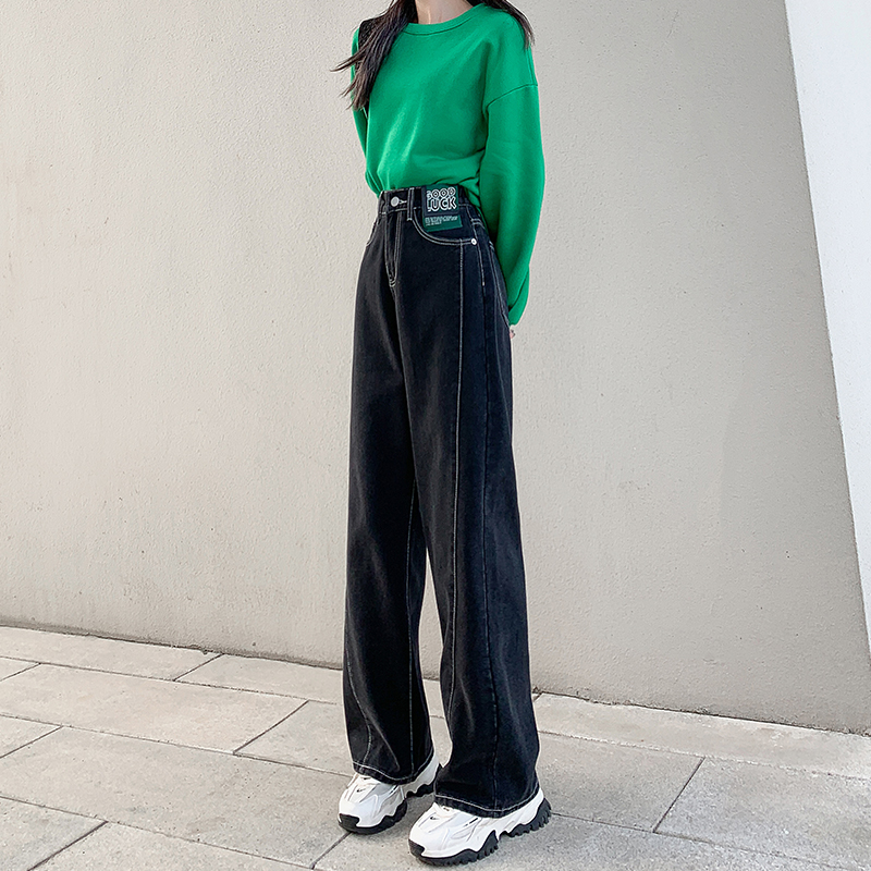 直筒牛仔裤女夏季薄款高腰高街ins潮显瘦宽松阔腿裤子2022年新款
