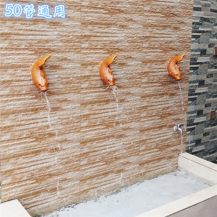 陶瓷鱼嘴排水屋顶排水口锦鲤鲤鱼出水水管装饰壁饰