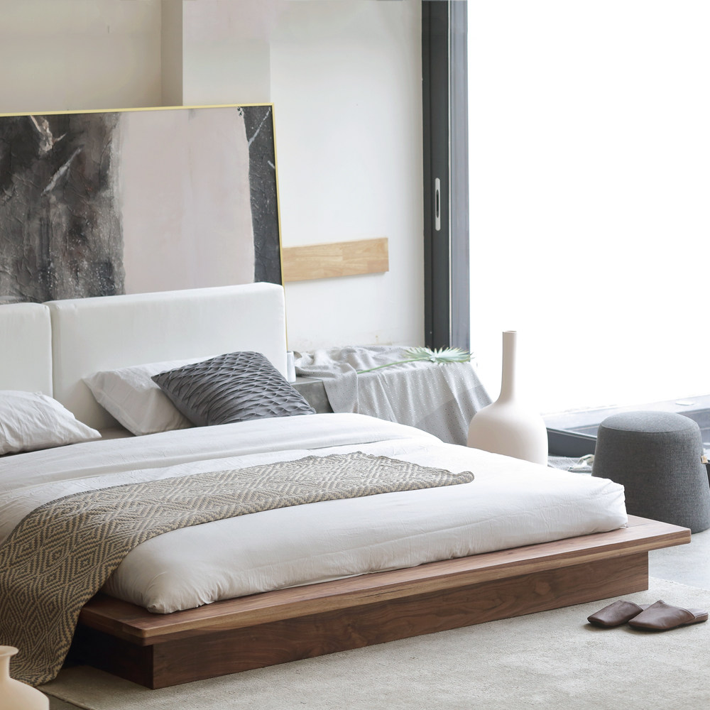 九木实木卧大床主塌塌米家具现代木床别墅木工实木床