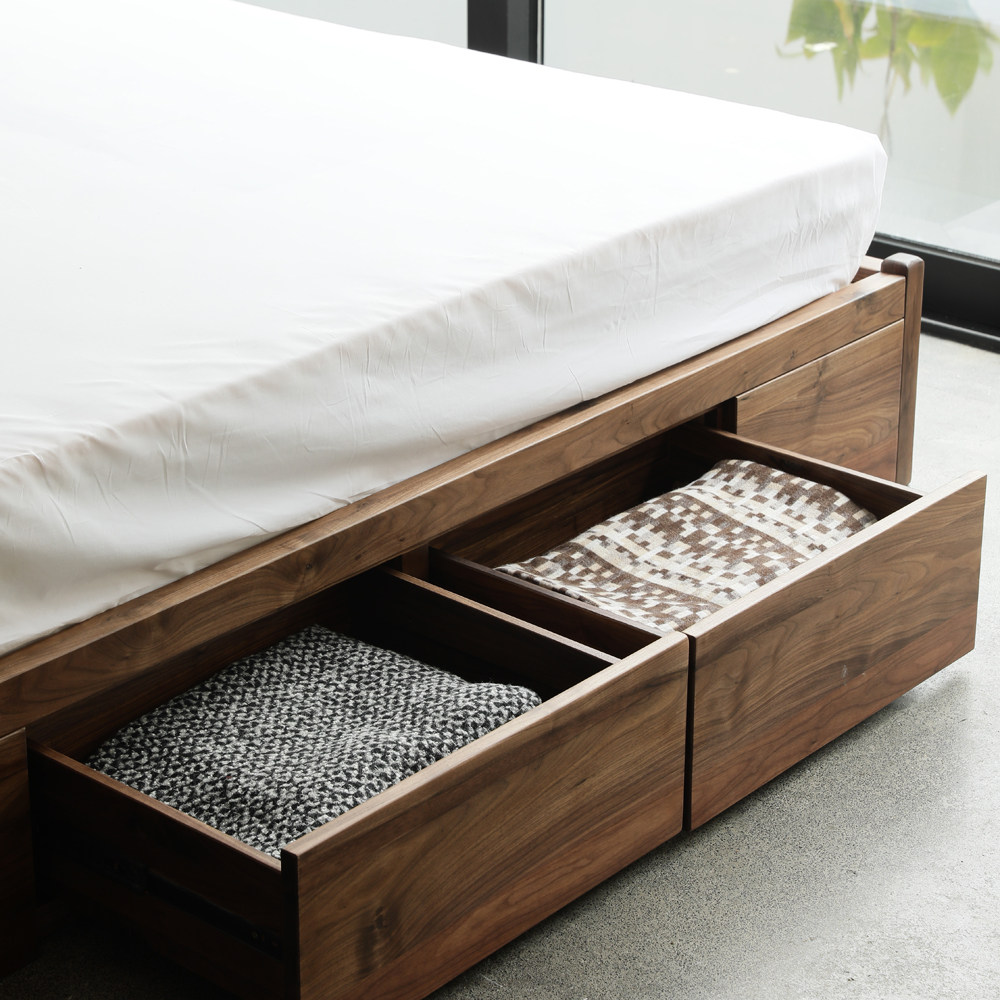 九木木工气压抽屉储物高箱床小户户型现代简约双人床实木床