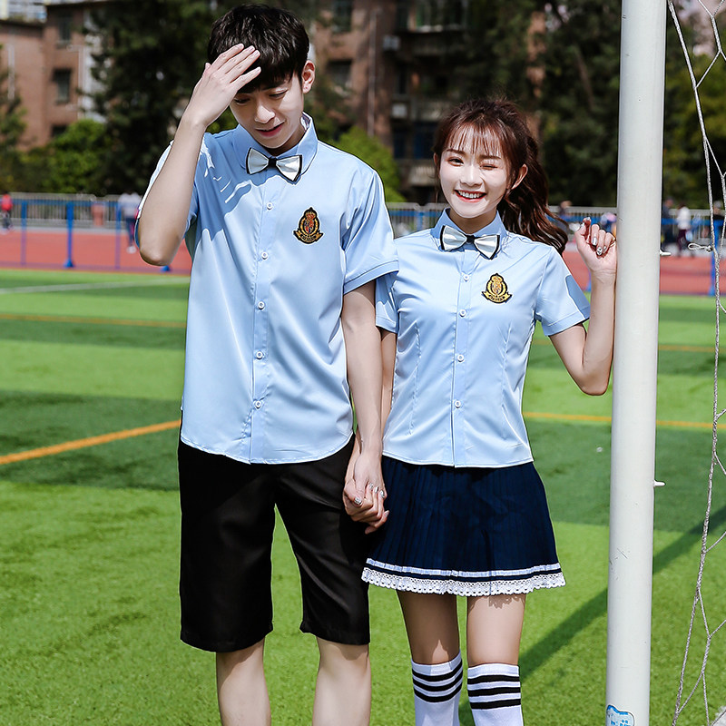 毕业照服装学院风韩版英伦小学生初中高中大学生裙子短袖夏季班服
