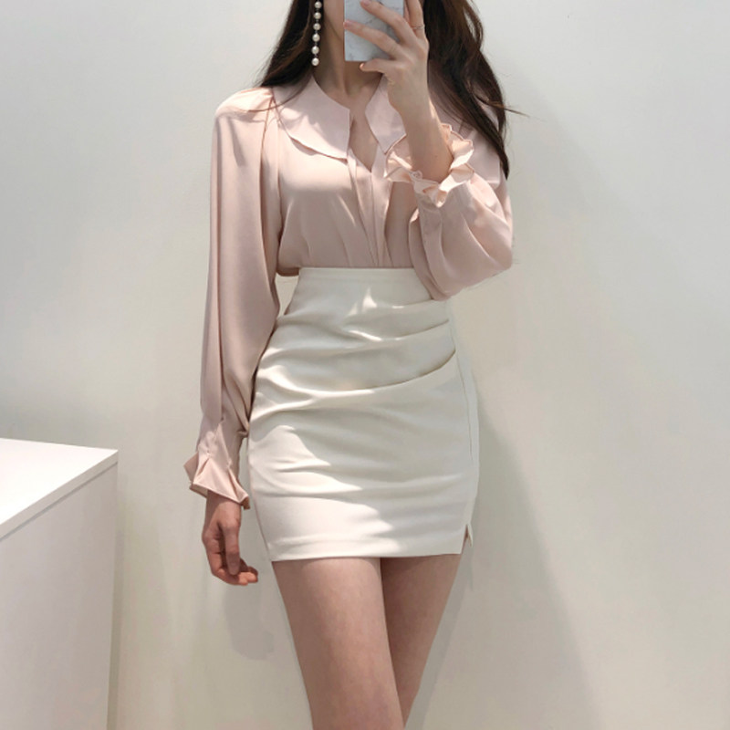 白色包臀短裙性感开叉半身百搭一步高腰显瘦半身裙