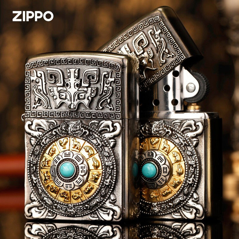 贴章打火机zippo原装正版六字箴言时来运转浮雕芝宝zippo