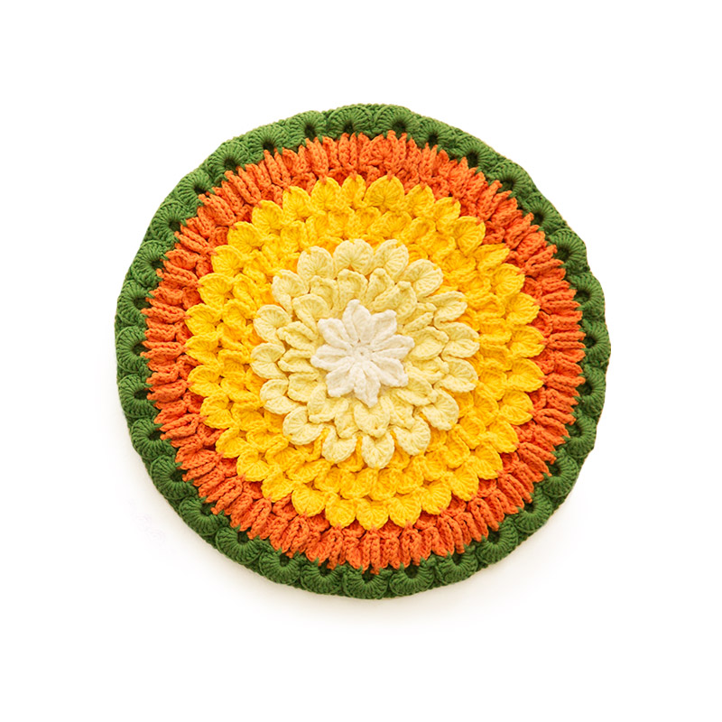 苏苏姐家花形坐垫 手工钩针diy毛线地垫编织中粗纯棉线团材料包—毛线