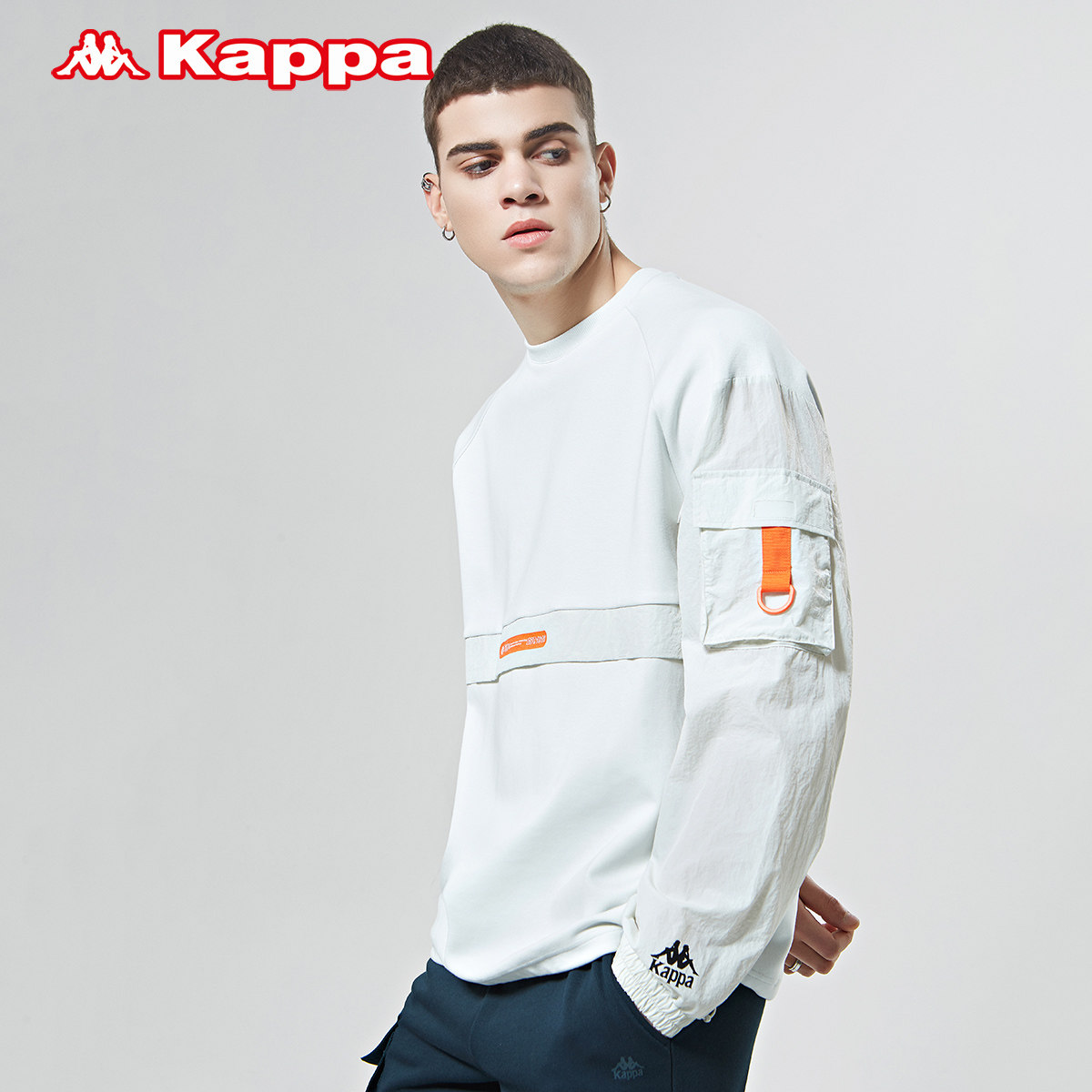 kappa卡帕男款运动卫衣休闲工装圆领外套长袖套头上衣2020新款