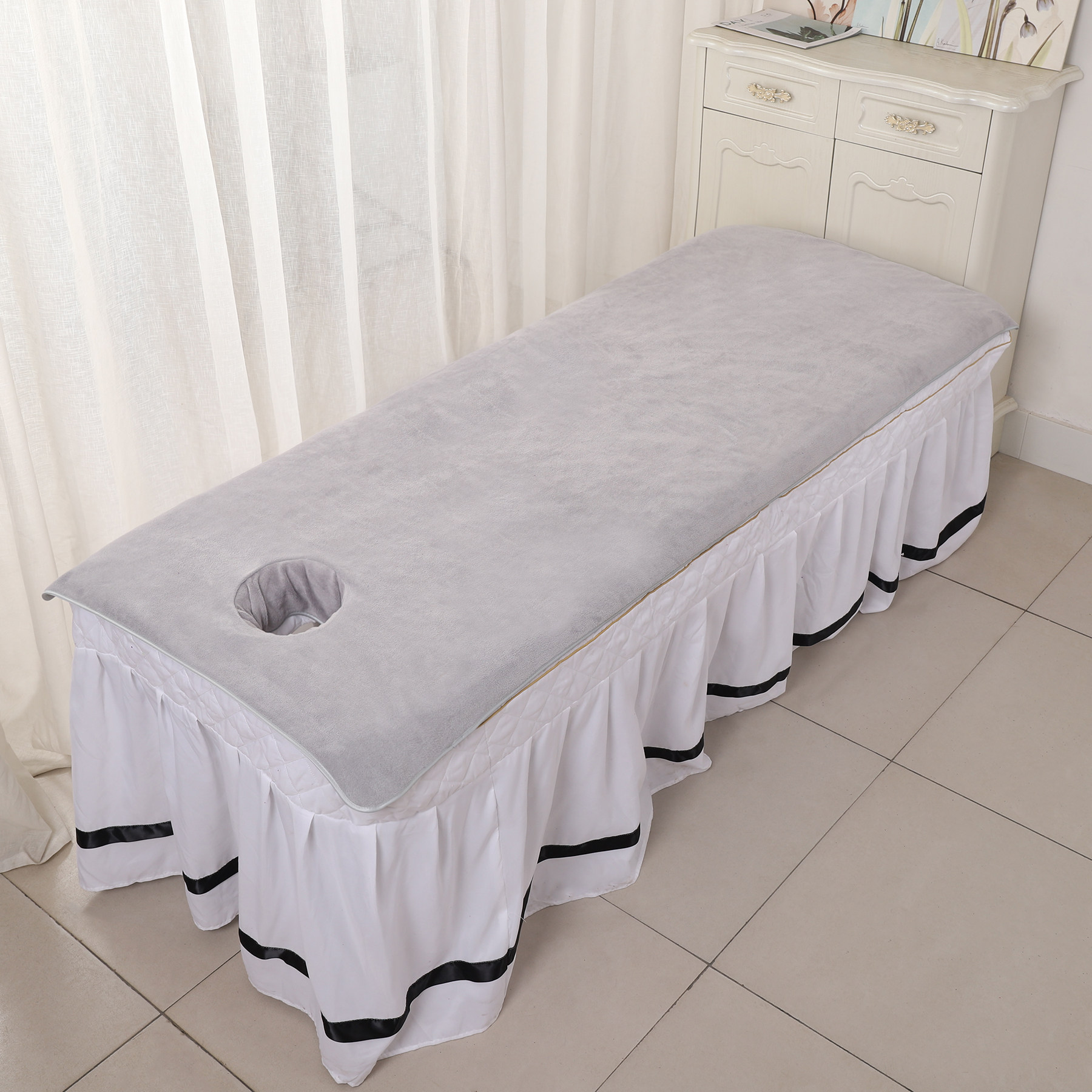 美容院床单用品足疗店按摩理疗推拿美容床床单带洞铺床专用大毛巾