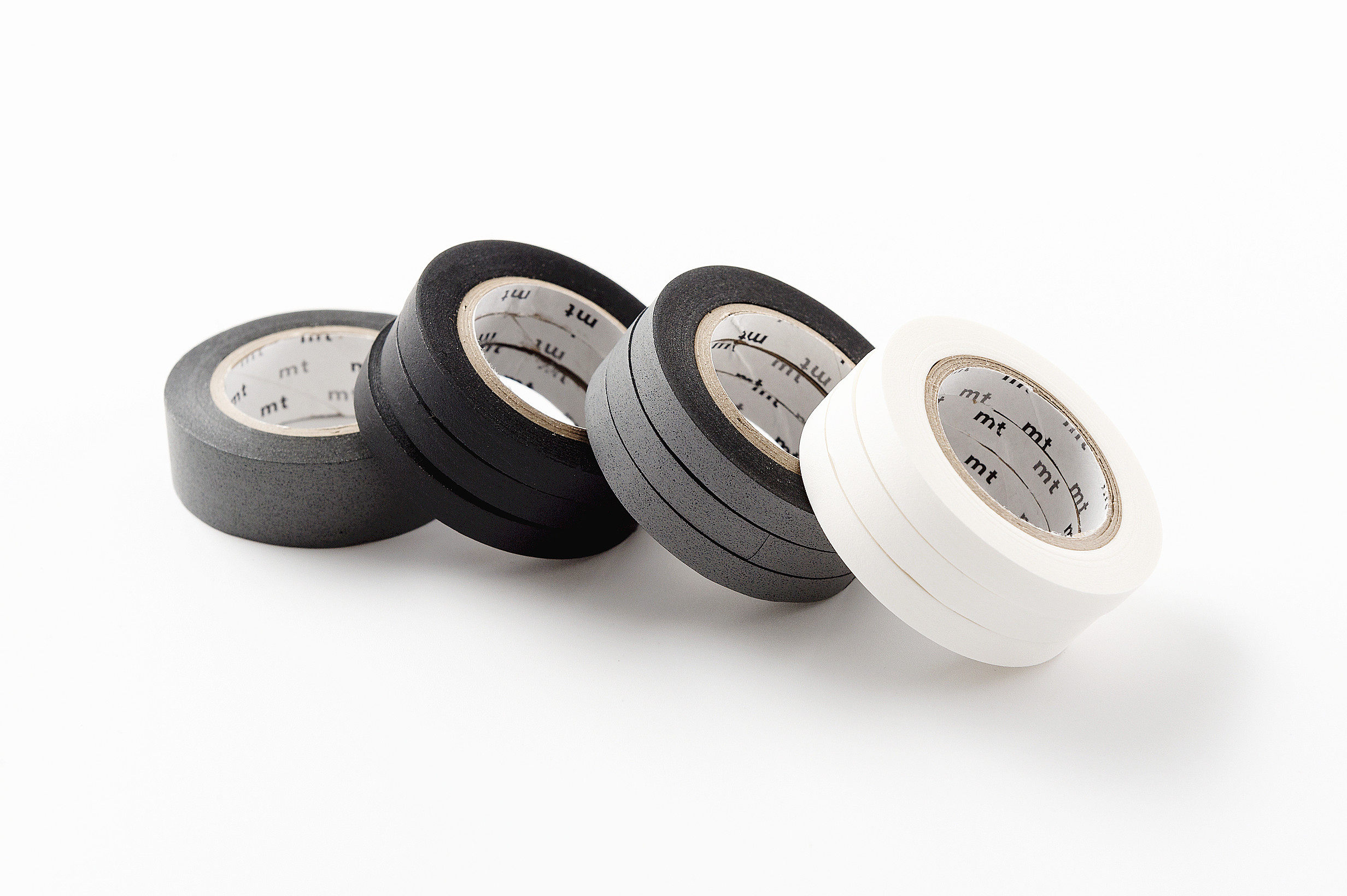日本mt和纸胶带基础款黑白冷灰slim系列纯白细款纯色素色分装整卷