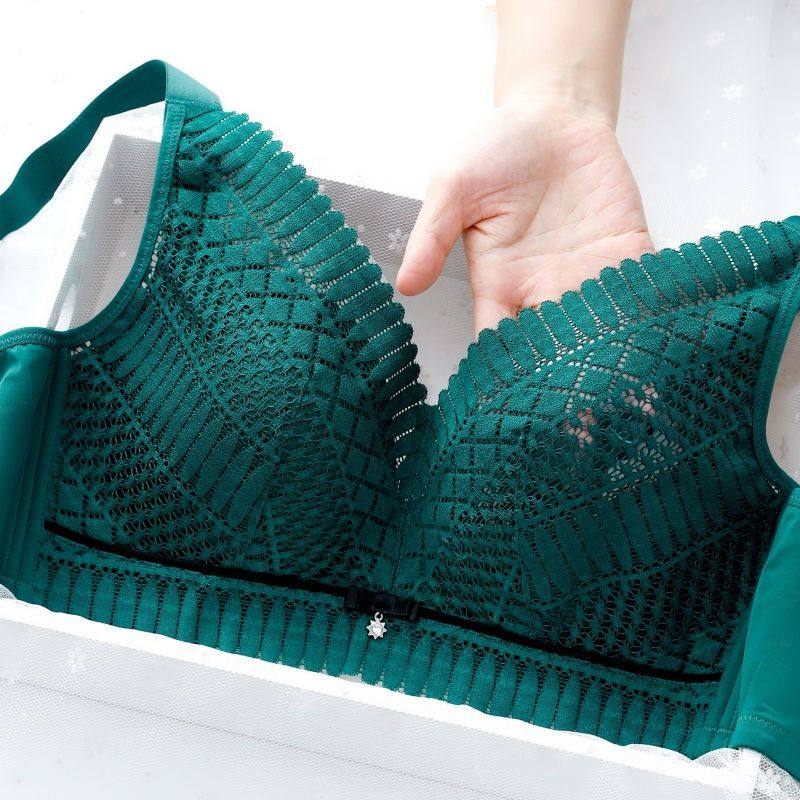 文胸超薄内衣女大码mm蕾丝大胸显小钢圈调整文胸