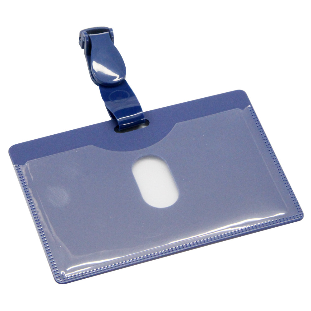 得力(deli)5742横式竖式pp证件夹蓝色证件卡套上岗证工牌厂牌胸牌 横