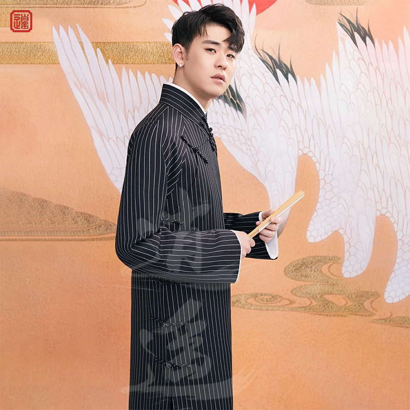张云雷同款条纹大褂德云社演出相声服装男女民国长衫中式长袍评书