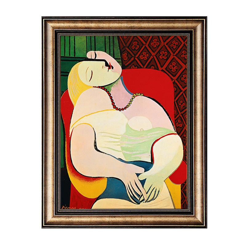 毕加索梦 红色玄关装饰画欧式大师油画少女人物现代简约餐厅壁画