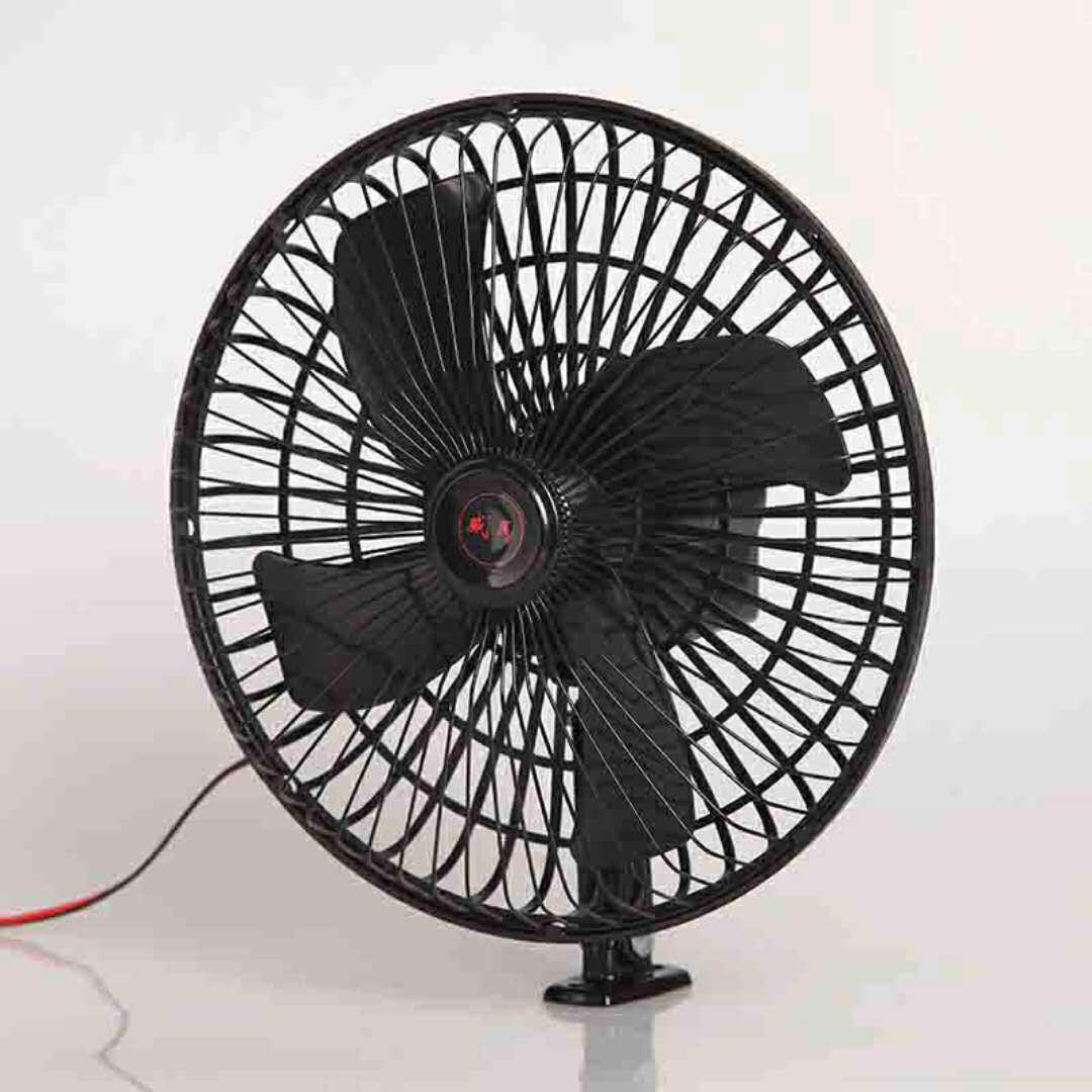 68寸12v24伏车载小电扇汽车电风扇可摇头不带夹螺丝固定铁底座