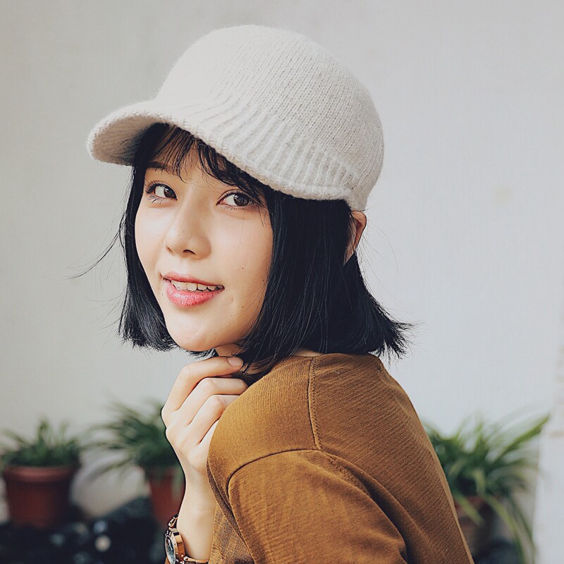 圆脸适合帽子秋冬新款针织羊毛棒球帽鸭舌帽女士帽子
