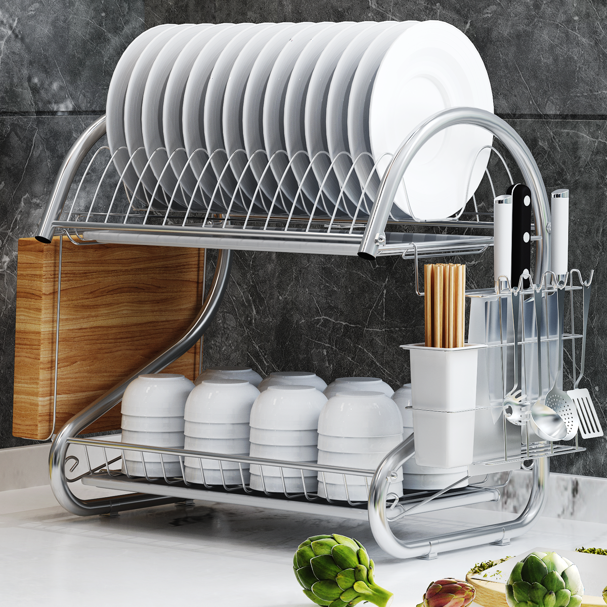 厨房用品家用大全洗放盘子碗筷沥水架碗碟收纳盒置物架储物架碗柜