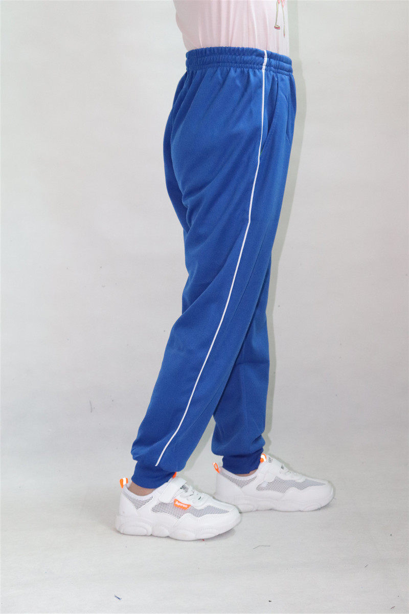 春秋宝蓝蓝色螺纹二道道白男女校服小学生初中生运动长裤