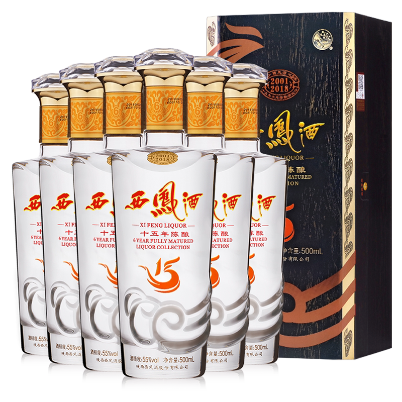 西凤酒55度六年陈酿绵柔凤香型6年纯粮酿造高度国产白酒