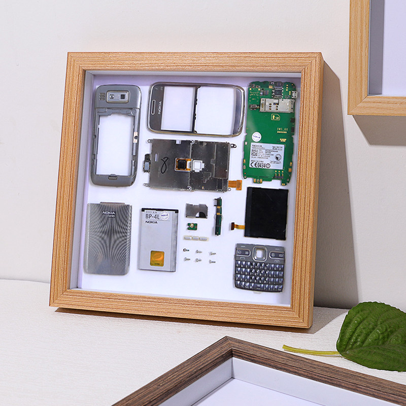 手机拆机装裱实木画框衍纸立体框架标本零件相框