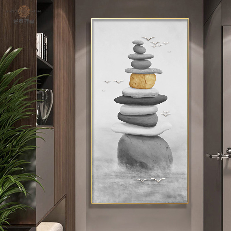 时来运转现代简约玄关装饰画转运镇运留运转转运石挂画入户现代装饰画