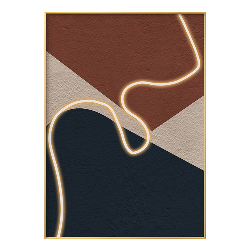 抽象极简玄关装饰画带灯走廊尽头挂画竖版创意现代装饰画