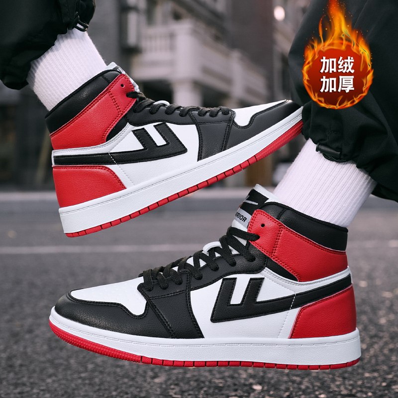 回力力高aj男鞋2020秋冬季中学生运动鞋加绒棉鞋高帮鞋