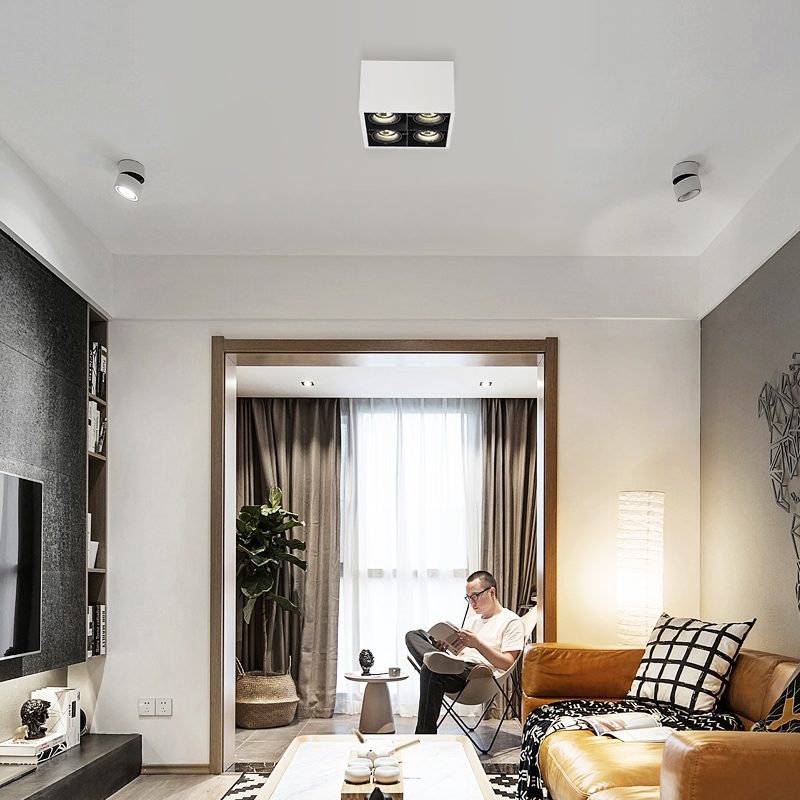 现代客厅店铺吸顶灯led明装斗胆方形筒灯简约筒灯