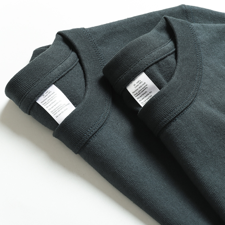 阿美咔叽250g重磅纯棉圆领短袖T恤男 复古纯色情侣基础款打底衫夏