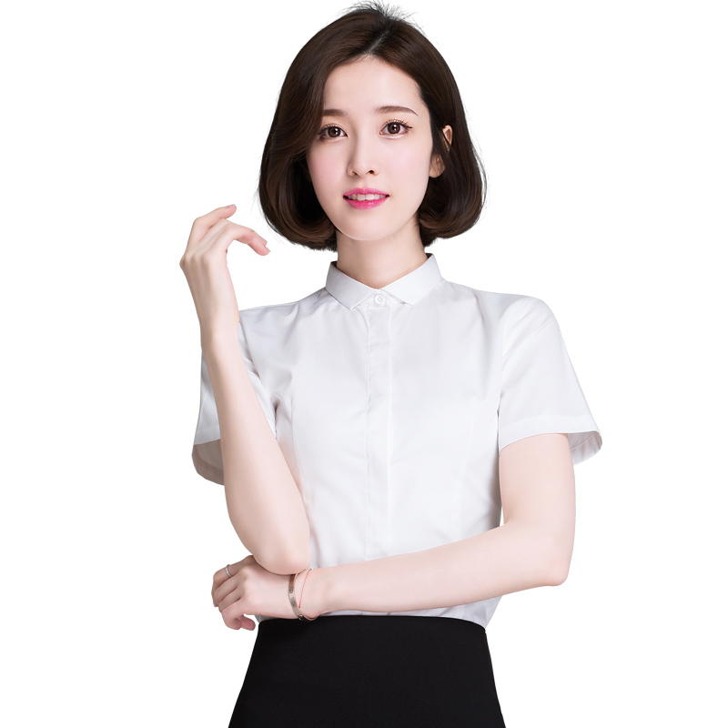 白色衬衫短袖2019夏季新款ol修身正装工作服衬衫