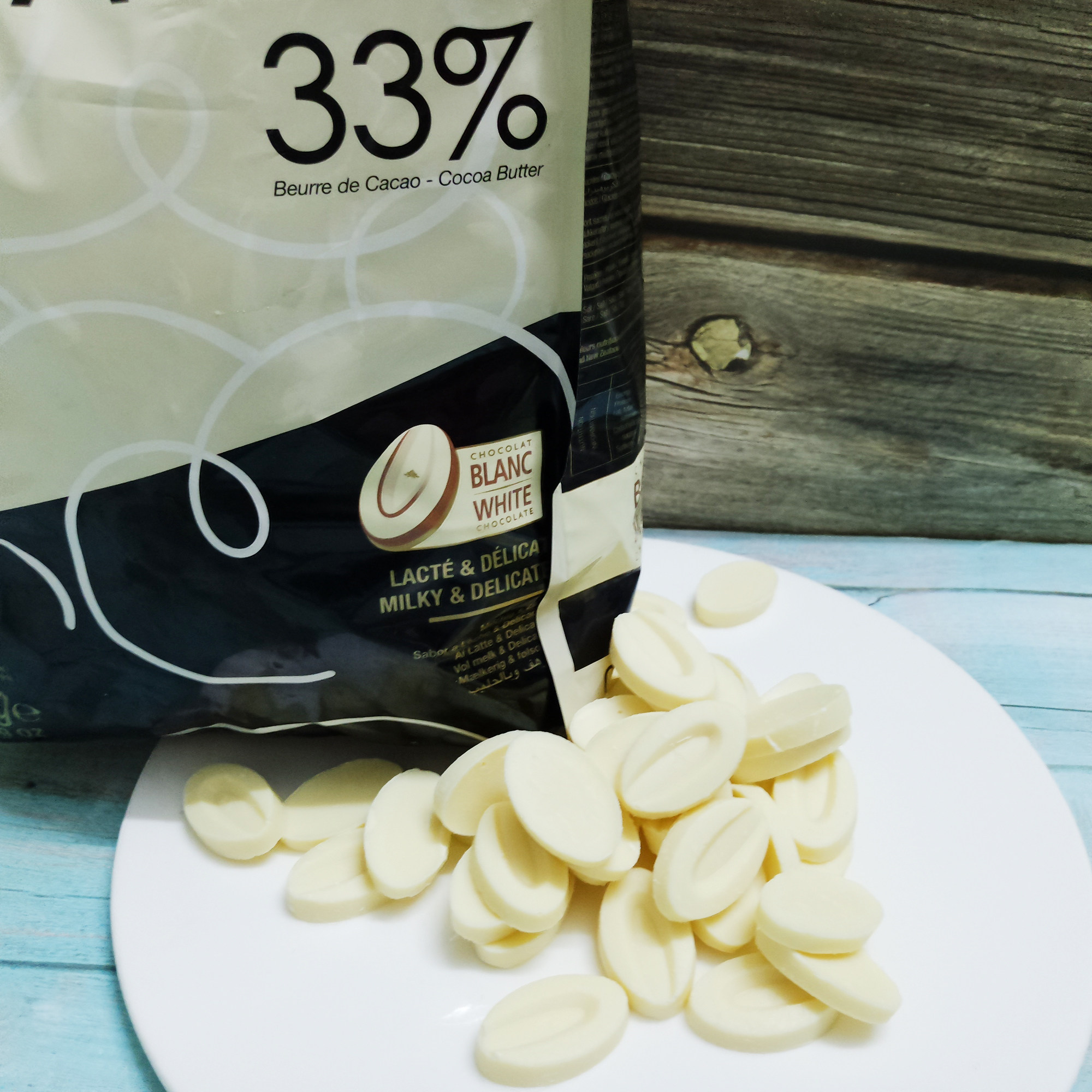 法芙娜白巧克力币欧帕丽莱斯33%可可西点装饰烘焙原料100g夹馅