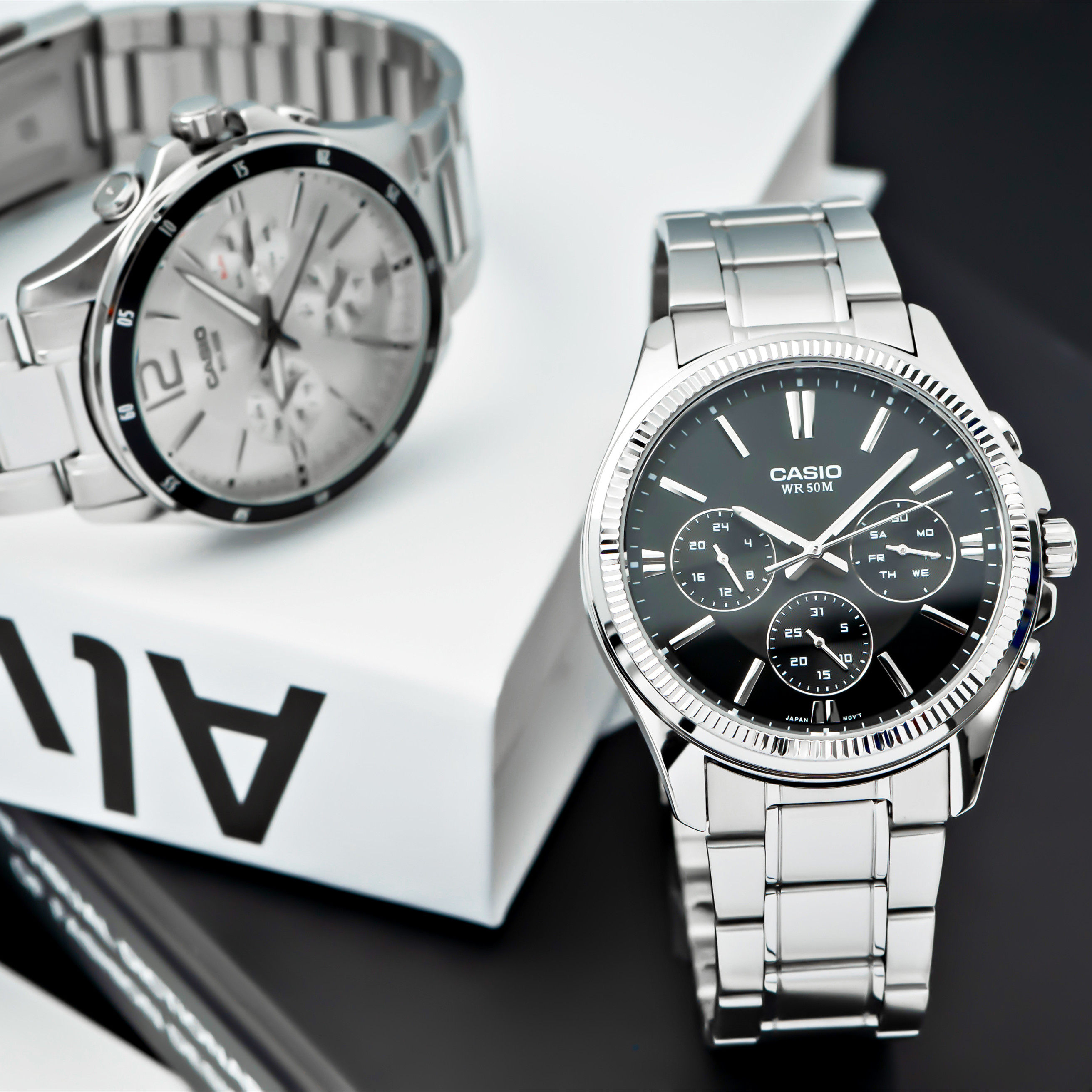 卡西欧手表casio时尚商务简约三眼石英学生mtp1374d日韩腕表