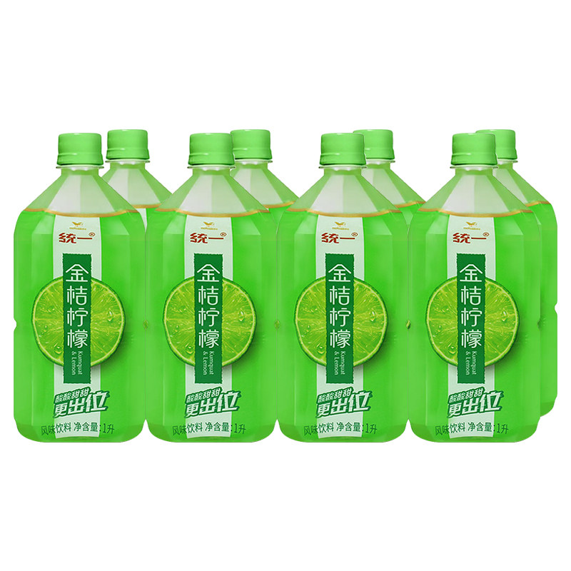 统一金桔柠檬风味饮料1l8瓶整箱茶饮料
