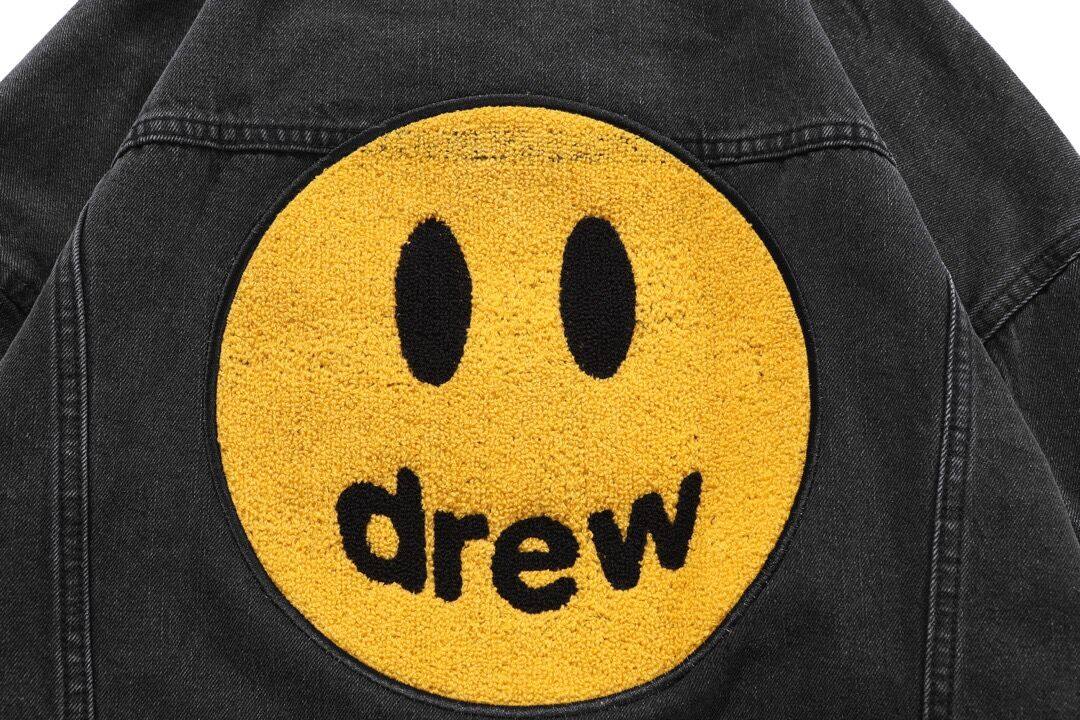 drew笑脸水洗磨破牛仔夹克外套贾斯汀夹克