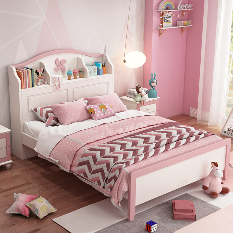 儿童童床女孩单人床粉色公主15米12米卧室家具女生儿童床