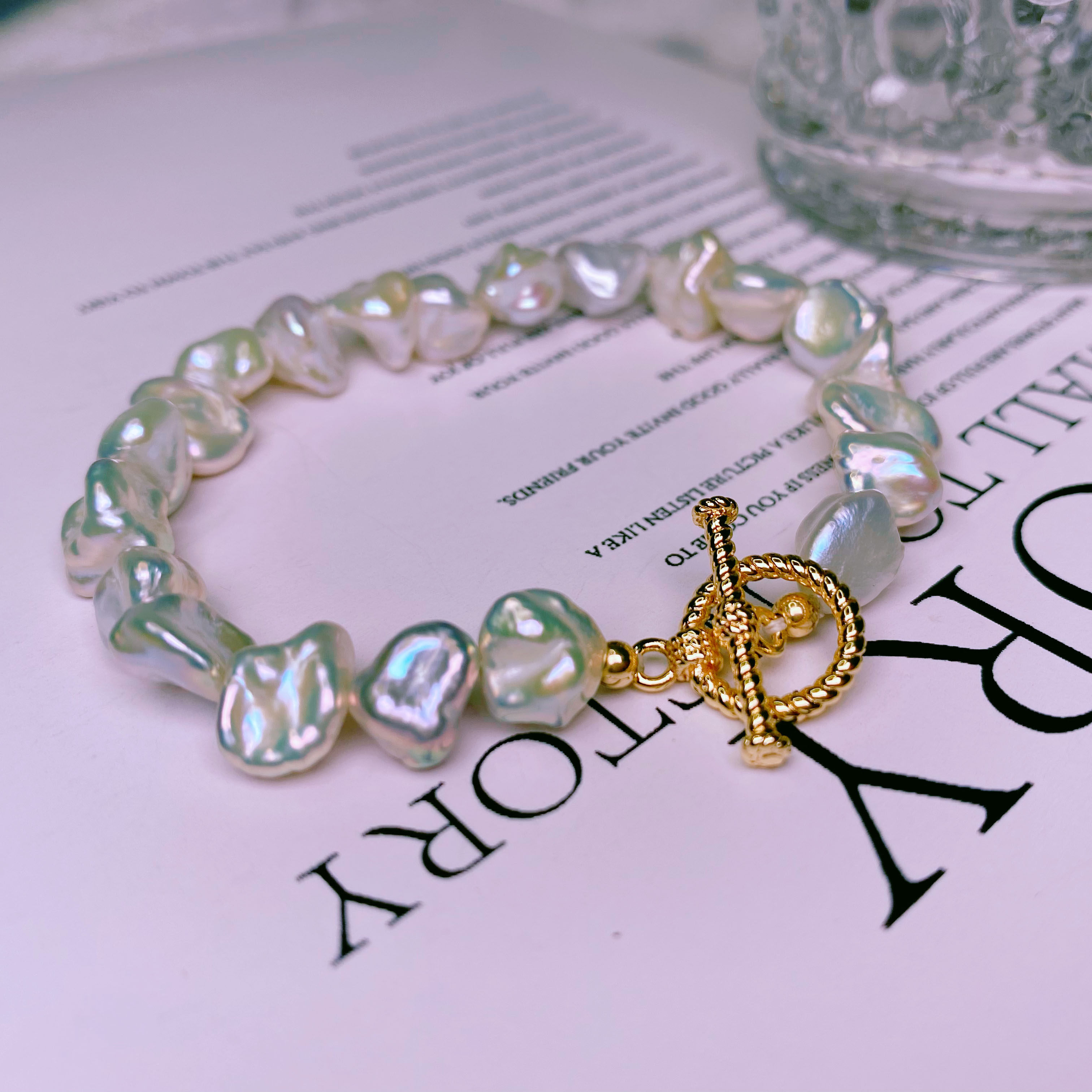 异形巴洛克珍珠手链简约气质14kins小众设计手链