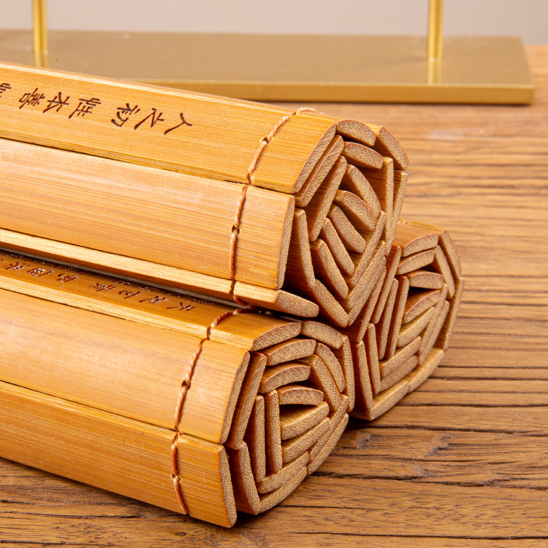 竹简雕刻论语三字经演出道具书中中式古典竹卷摆件
