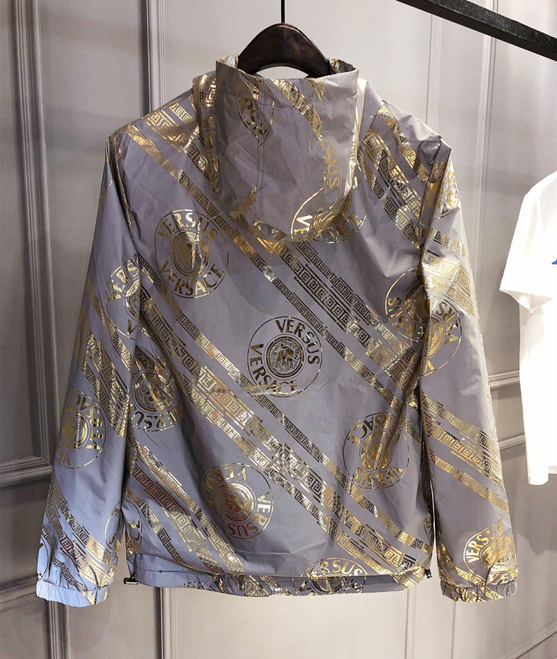 欧洲站2021春秋款瓦萨琪风衣夹克夹美杜莎印花防晒衣修身连帽外套