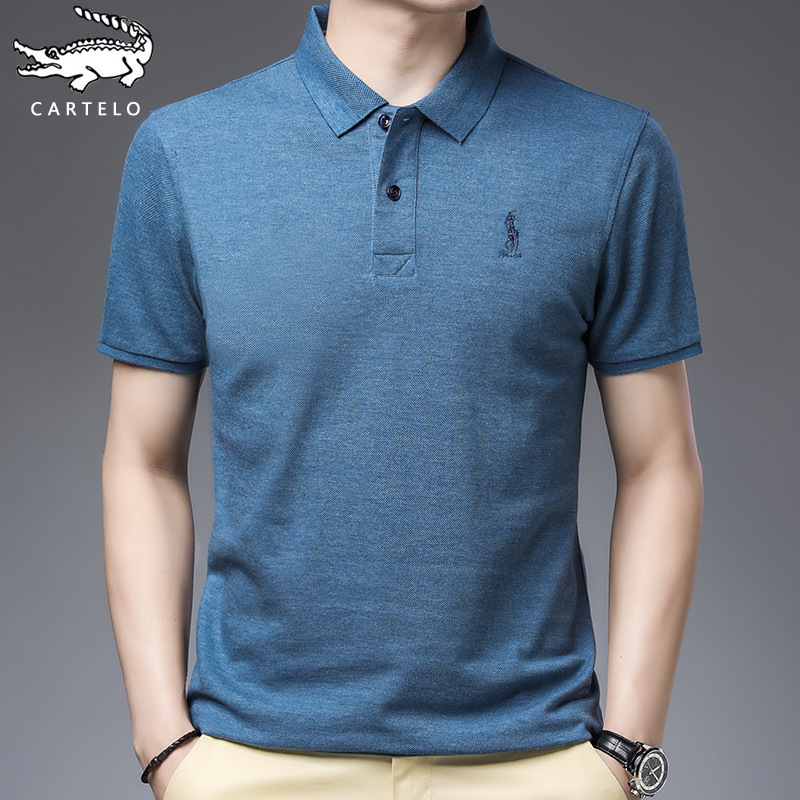 鳄鱼纯棉短袖t恤男休闲半袖Polo衫中年男士夏季纯色翻领爸爸装潮