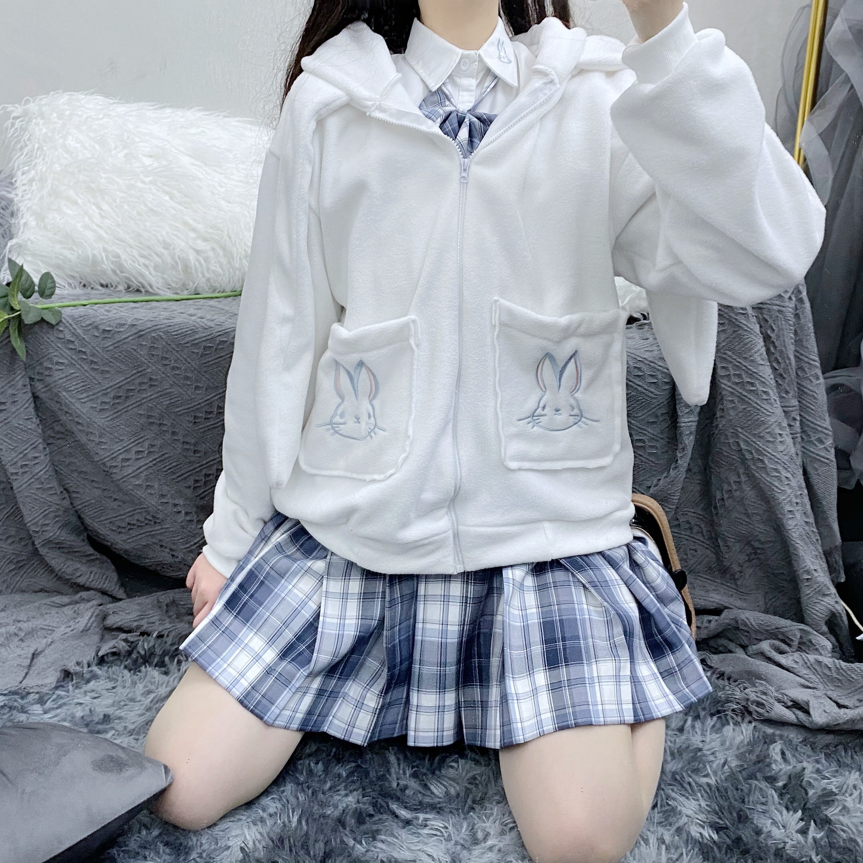 落樱原创jk制服lolita冬款加绒日可爱百搭学生短外套