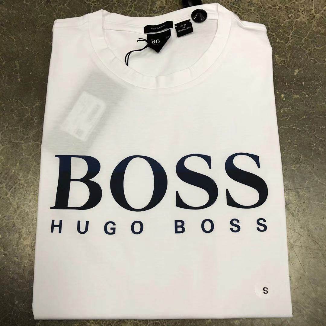 正品hugoboss男士夏季新款圆领渐变镭射logot恤