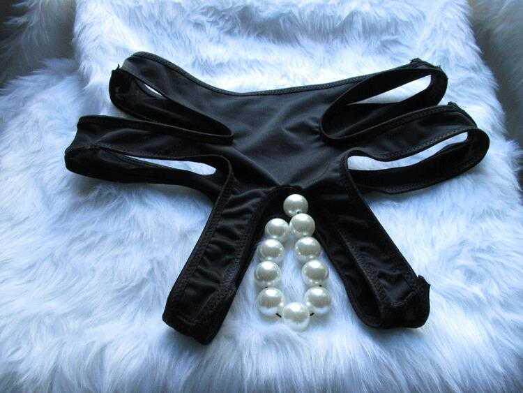 珍珠内裤女大颗粒私处丁字丁字裤裤带按摩欧美平角裤