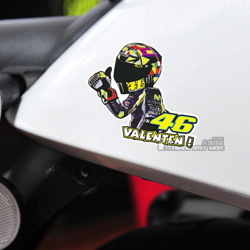 防水公馆改装赛车手罗西卡通反光车贴摩托车头盔贴纸