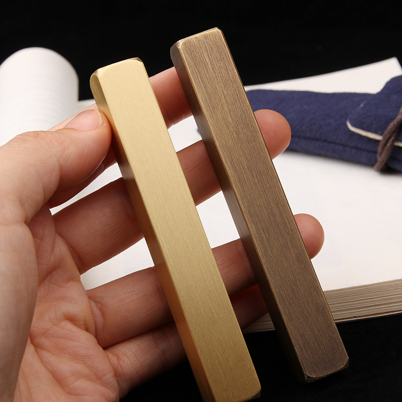 黄铜镇纯铜摆件书法宣纸仿古做旧金属方形简约镇镇纸