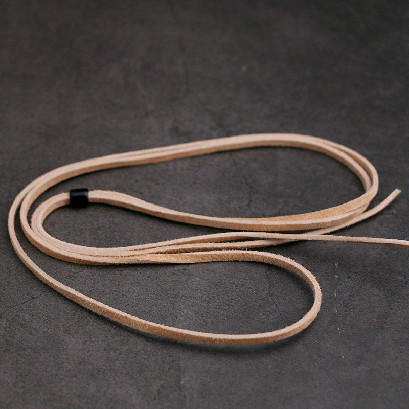 一休高桥吾郎意大利进口双面本色淡黄鹿皮文玩真皮绳