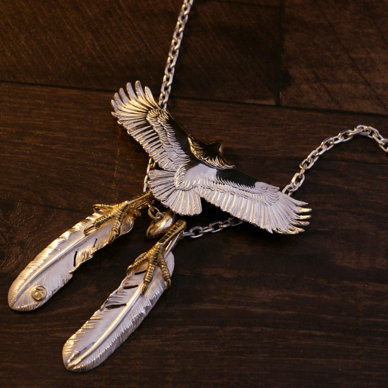 一休高桥吾郎纯银大鹰羽毛太角项链吊坠套装项链